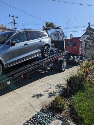 Car in neutral rolling safely up the ramp!