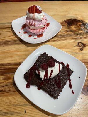 Flourless chocolate cake and Strawberry Meringue