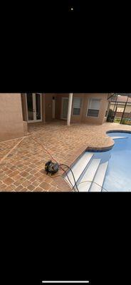 Sealed brick pool deck