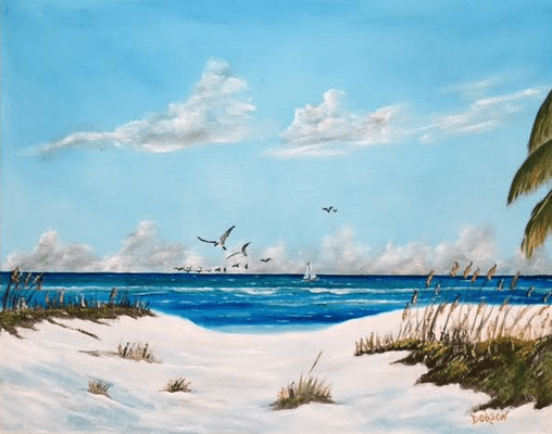 #148617 - "Sea Gulls On The Key" - 16"h x 20"w