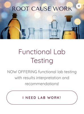 Test for toxins, gut health, and more! Functional labs help you find the root cause of the problem and fix it!