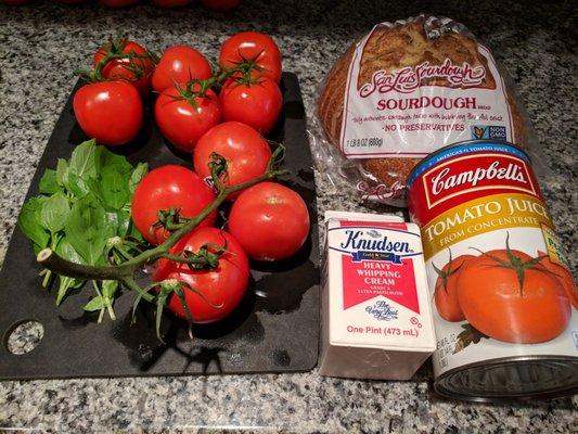 Tomato basil soup tonight! The only ingredient that were purchased at S&F was the Campbell's Tomato juice (my fav to use for soup)