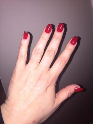 Acrylic fill with red gel color by Lisa