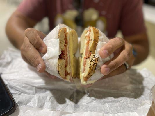 Ham egg cheese and tomato