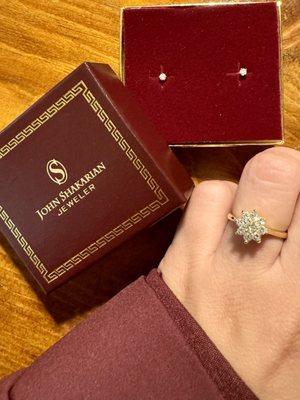 Engagement ring and baby studs