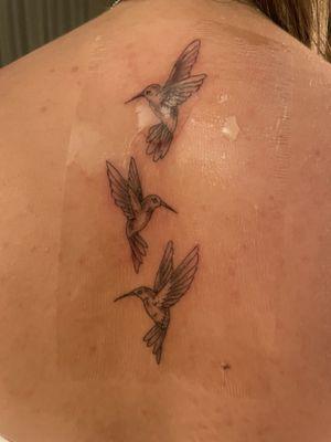 Hummingbird spine tattoo