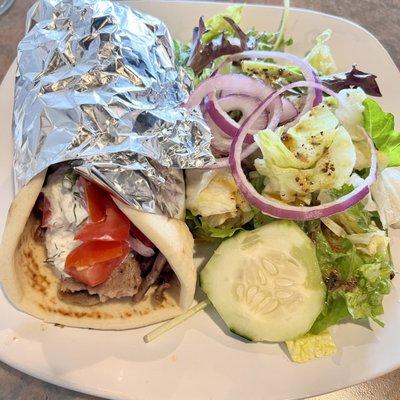 Gyro Sandwich with salad