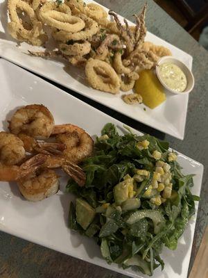 Calamari and shrimp and salad