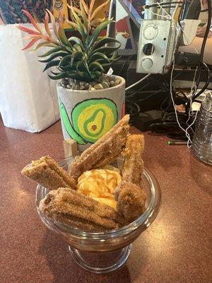 Churros with ice cream