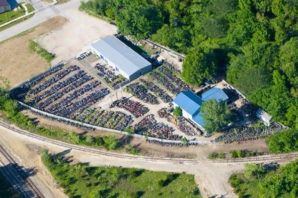 Aerial of the salvage yard and buildings