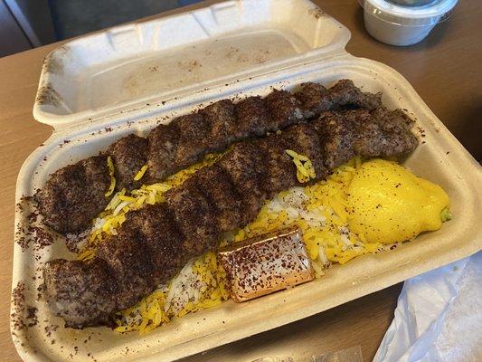 Double Koubideh Kabab on Rice or Salad - soooooooo good & great service