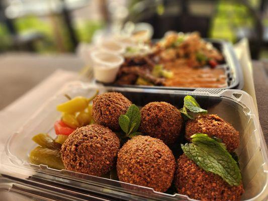 Fresh falafels with plenty of chilies and pickles