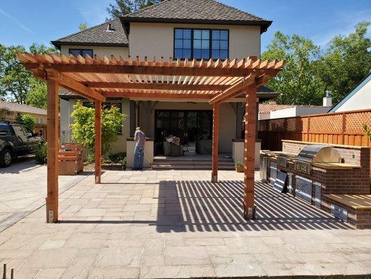 13x13 Redwood Pergola
- Perfectly shading new BBQ area and Countertops