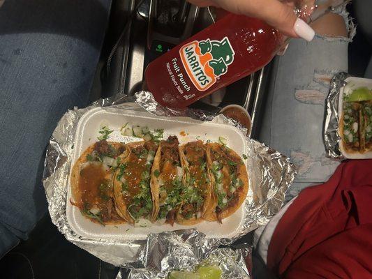 Pastor Tacos with jaritos