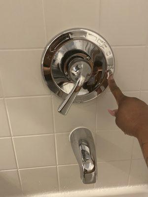 The faucet they installed that was installed incorrectly as you can see there is no way to take a shower