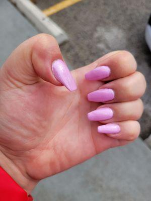 Coffin pink nails