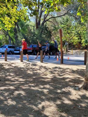 The fitness trainer decided block a portion of the loading/unloading zone to train his trainers. Really?