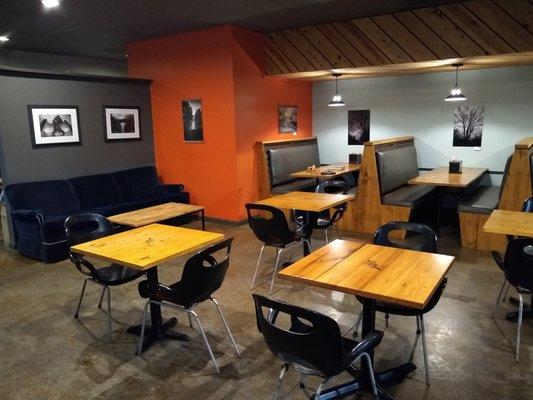 Cozy, quiet indoor dining area