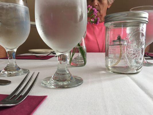 Water served in wine glasses