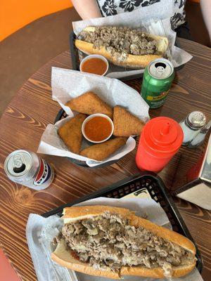 Cheese Steak and mozzarella sticks