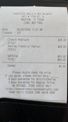 Receipt. They added 15% off discount at the end.