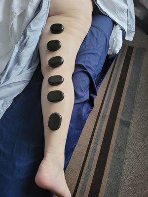 Hot stones promoting great to the body to help relax the muscles