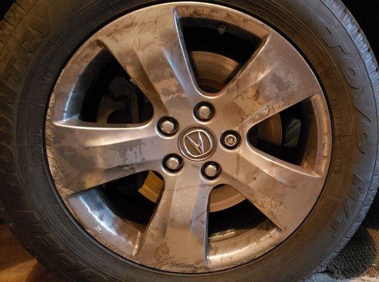 Wheel was filthy after the Auto Department plug/patch the tire.