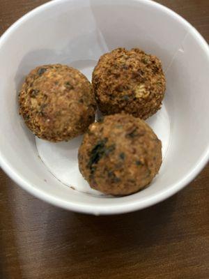 Sample taste of innovative Spanikopita falafel