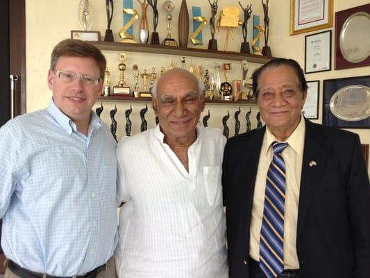 Michael Phulwani, Esq. and David Nachman, Esq. with the late Yash Raj Chopra Ji, the Director of Yash Raj Films in India. 