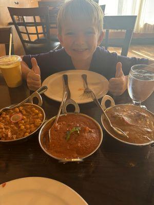 All our dishes and a happy kid