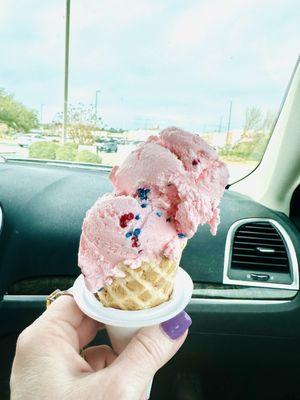 Cotton Candy Double waffle cone!