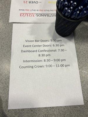 Set times