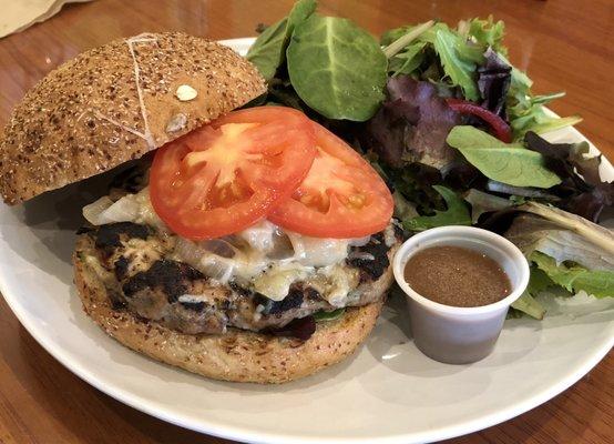 Grilled Turkey Burger with a side salad