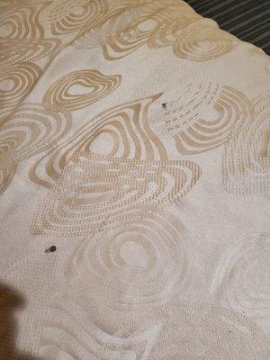 Stained or burned bedspread