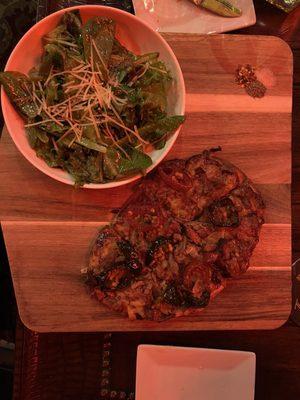 Brisket flatbread with salad