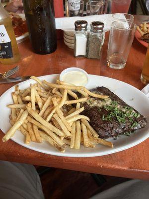 Bistro Steak & frites. Cooked medium rare