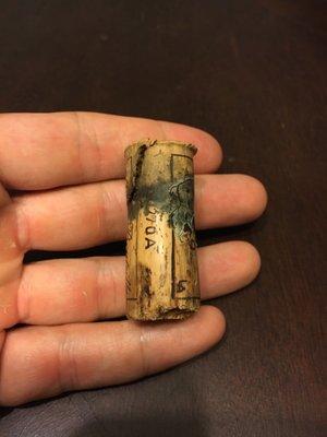 Cork from bottle of $100 wine that was undrinkable