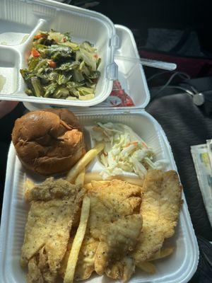 3pc snapper with small mixed greens