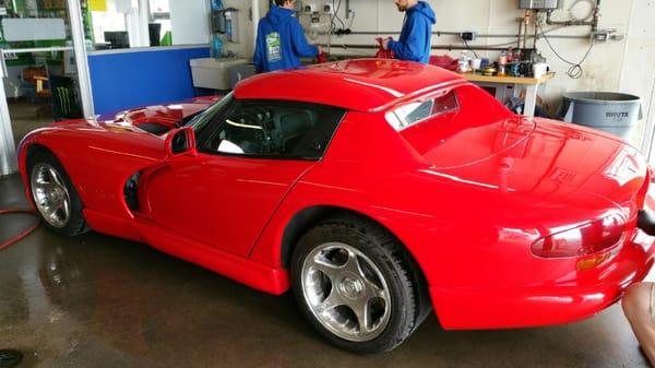 Dodge Viper being prepped for wax!