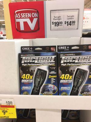 6/14/17. Wednesday morning. As Seen On TV product TacLight Flashlight!! I've been wanting one of these!! 1/2 price. $10!!! Done!!