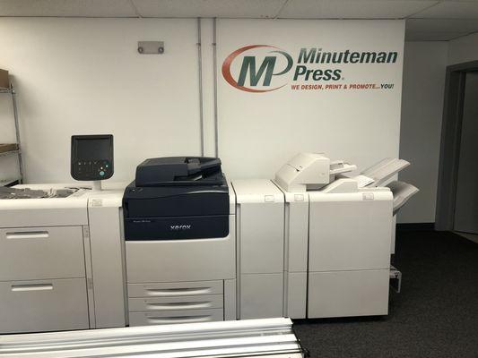 Xerox machine to print B&W and colored copies, Postcards, flyers and booklet making as well.