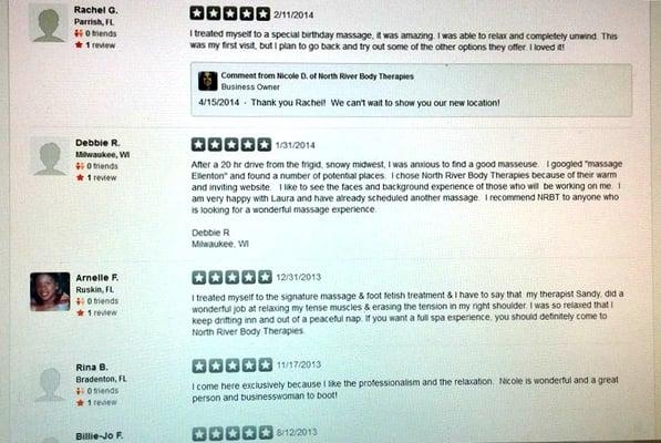 These are the wonderful reviews left by our awesome customers, that unfortunately Yelp would not publish. Thank you always! :)