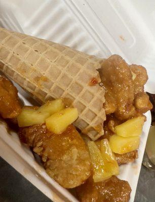 Sweet chili Chicken Waffle Cone