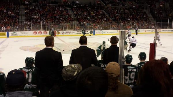 Visiting Coaches could you please not stand on the bleachers and block the view? This is Everett bench Jan 24 at Moda. Thanks.