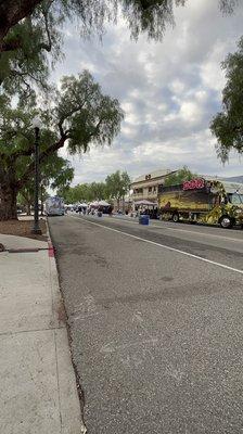 Street view with food trucks