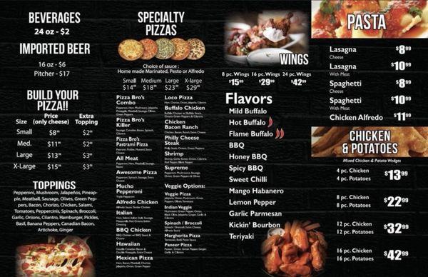 Pizza Bro's Menu