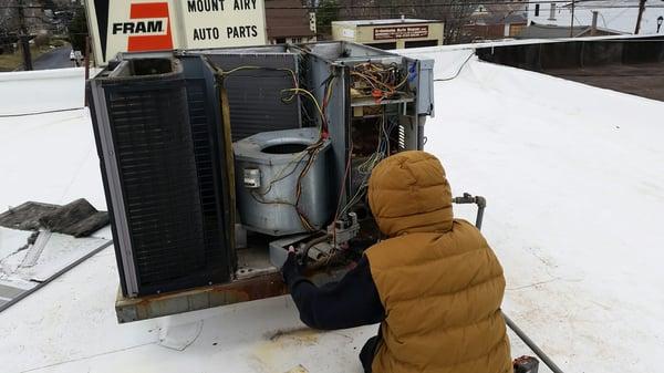 Replacing a heat exchanger bryant rooftop in flourtown .