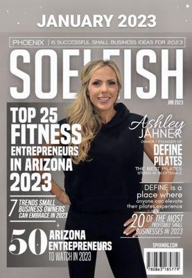 Define Pilates made the cover!  January 2023 Issue as the BEST PILATES STUDIO IN SCOTTSDALE!