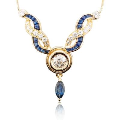 Custom Sapphire and Diamond Pendant with cutomer's re-purposed earrings