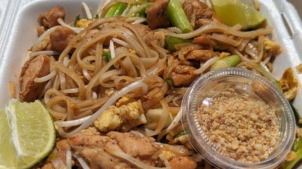 Chicken Pad Thai. Crushed peanuts served on the side. Saturday special only for $9